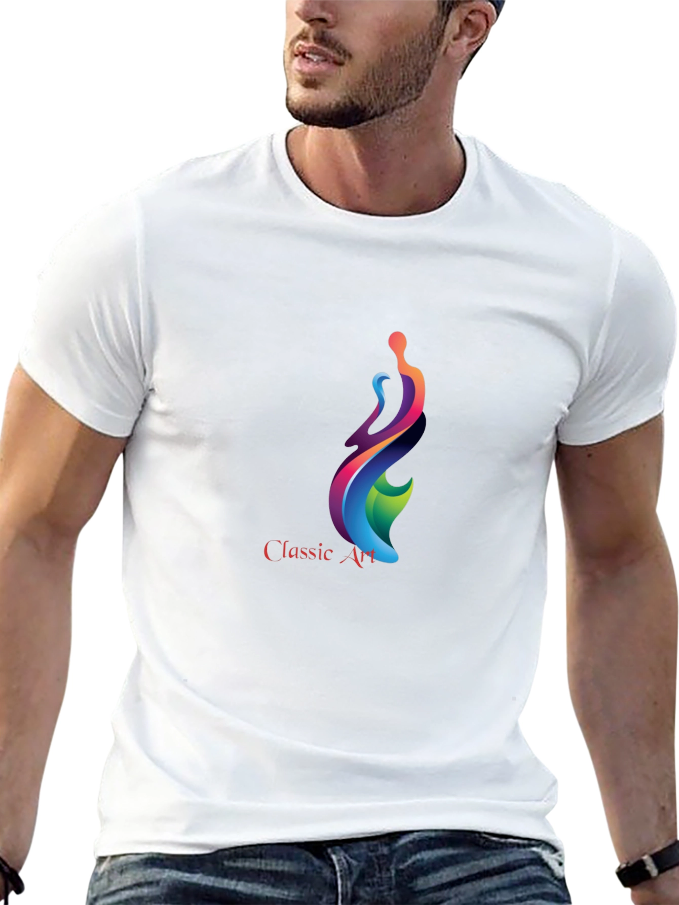 Classic Art Graphic Print Black T-Shirt
