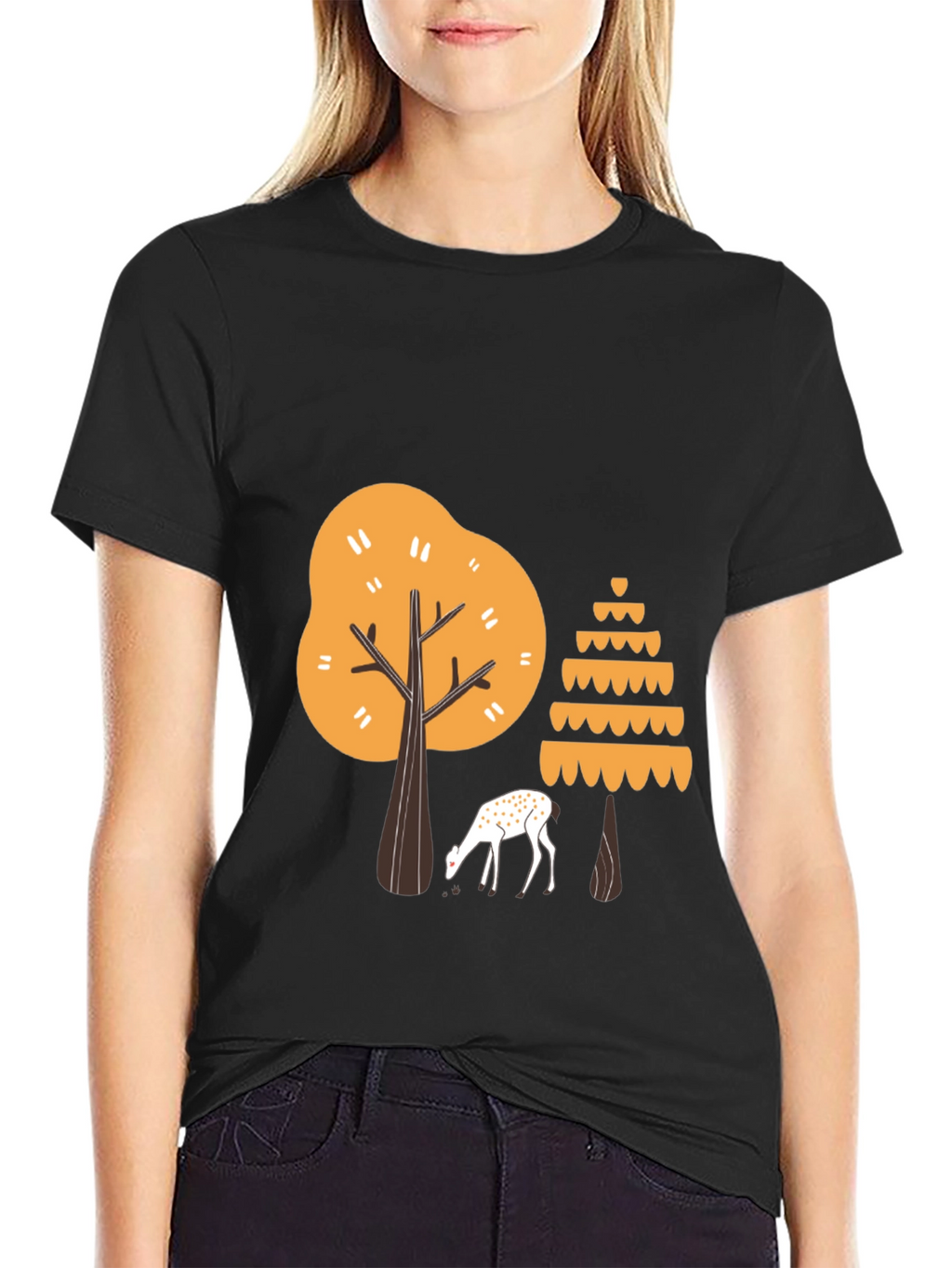 Nature Graphic Tee: Deer & Trees