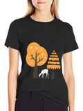 Nature Graphic Tee: Deer & Trees