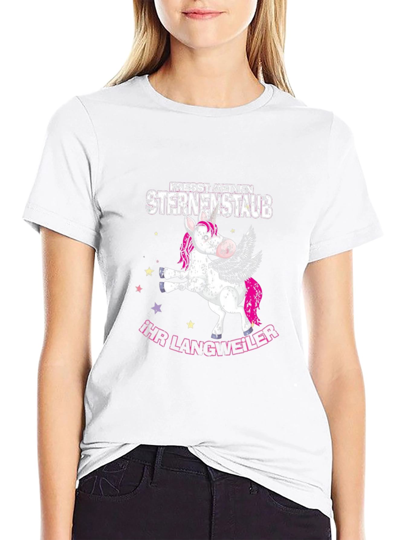 Funny Unicorn Sternenstaub Black T-Shirt