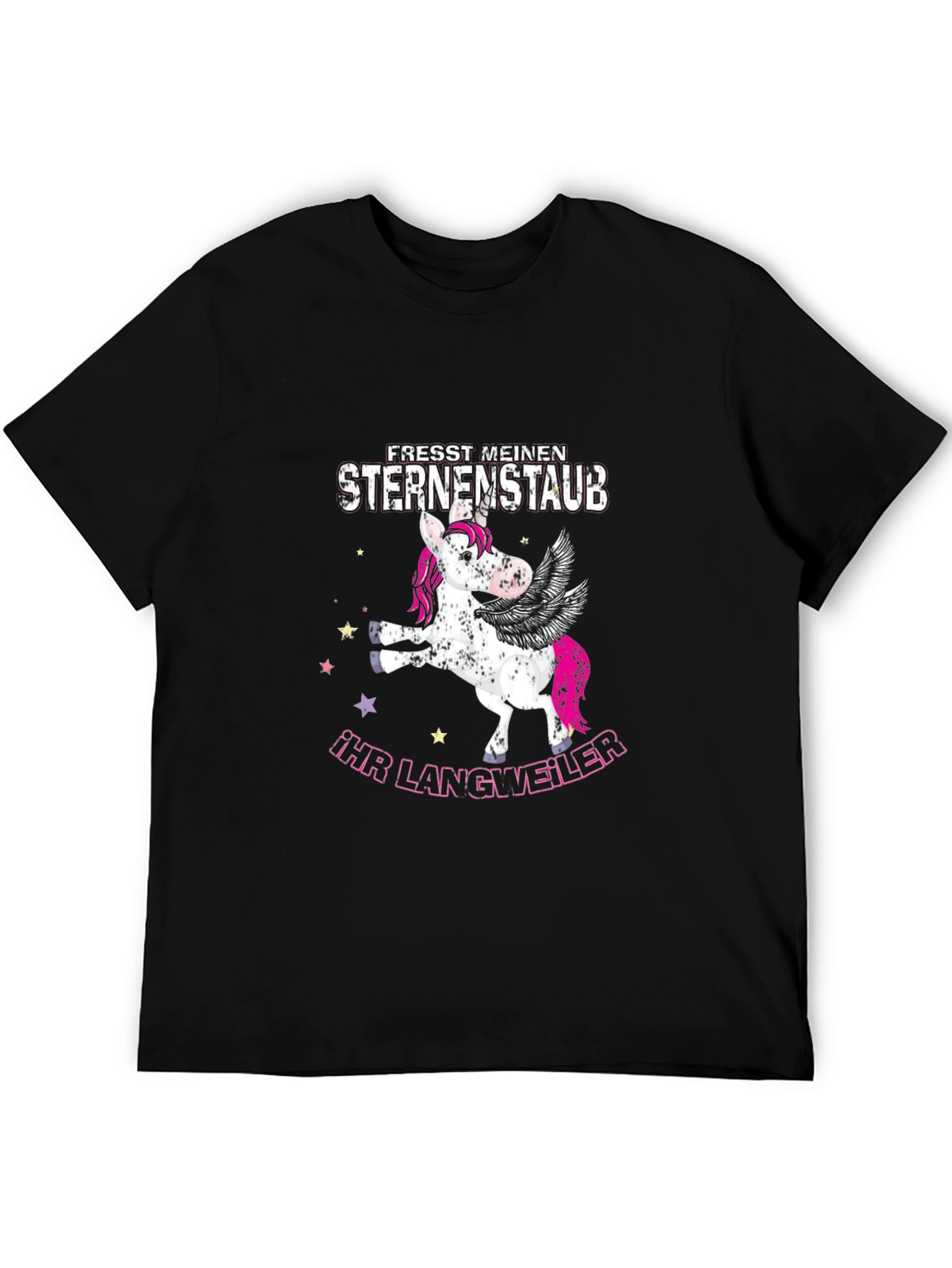 Funny Unicorn Sternenstaub Black T-Shirt