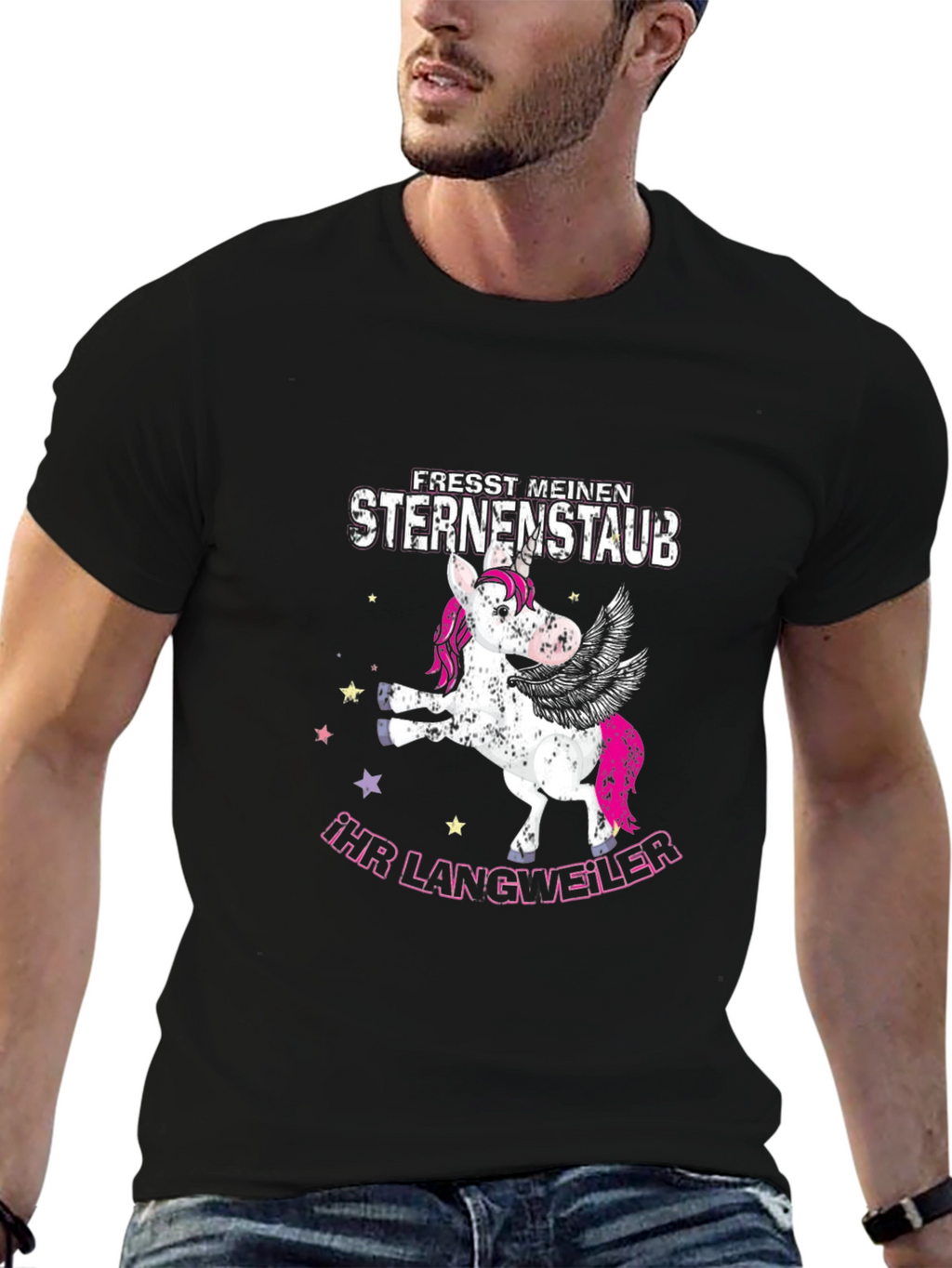 Funny Unicorn Sternenstaub Black T-Shirt