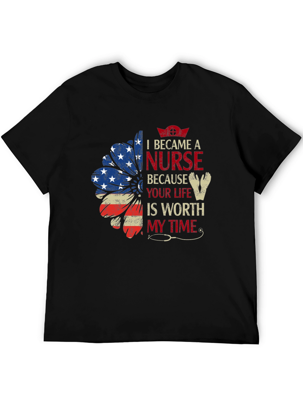 Nurse American Flag Graphic T-Shirt