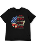 Nurse American Flag Graphic T-Shirt