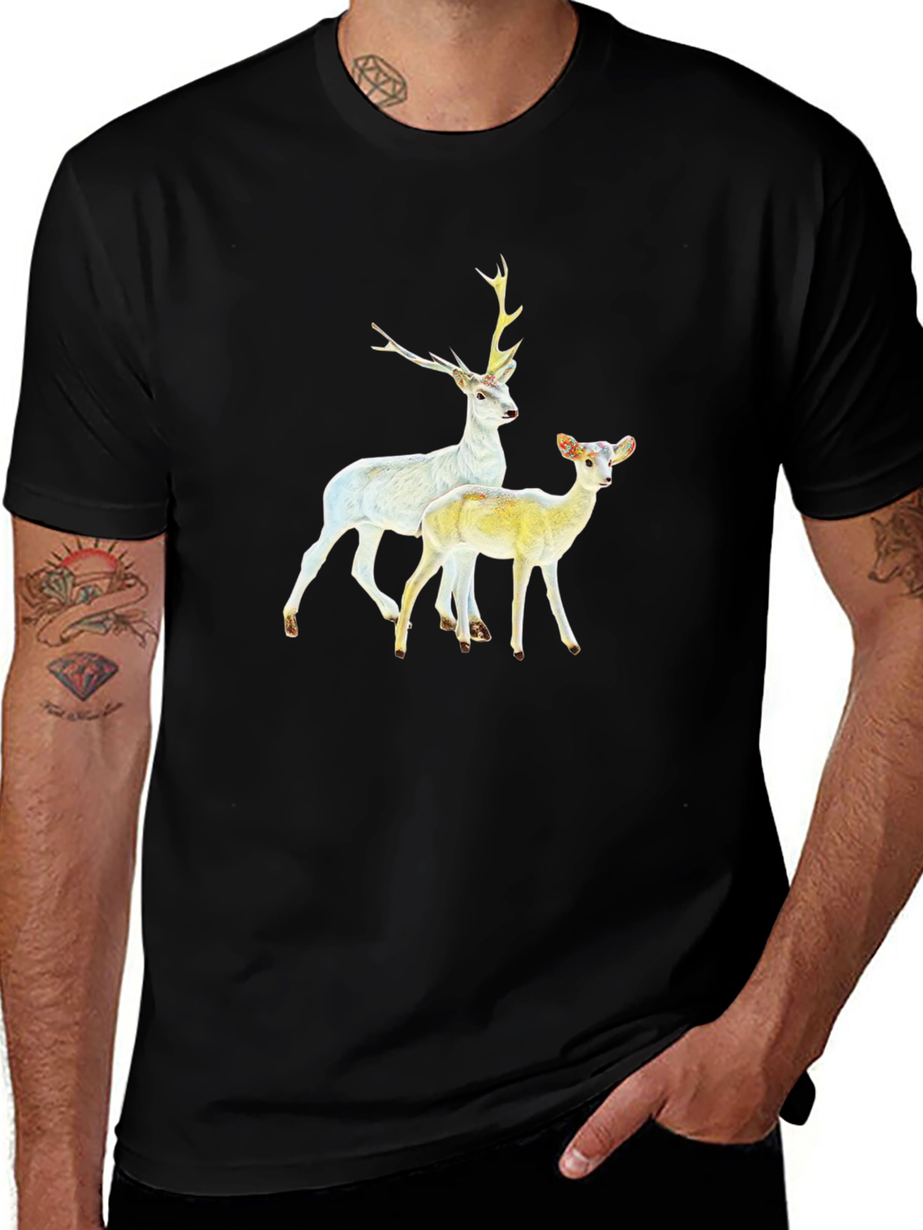 Deer Graphic Black T-Shirt