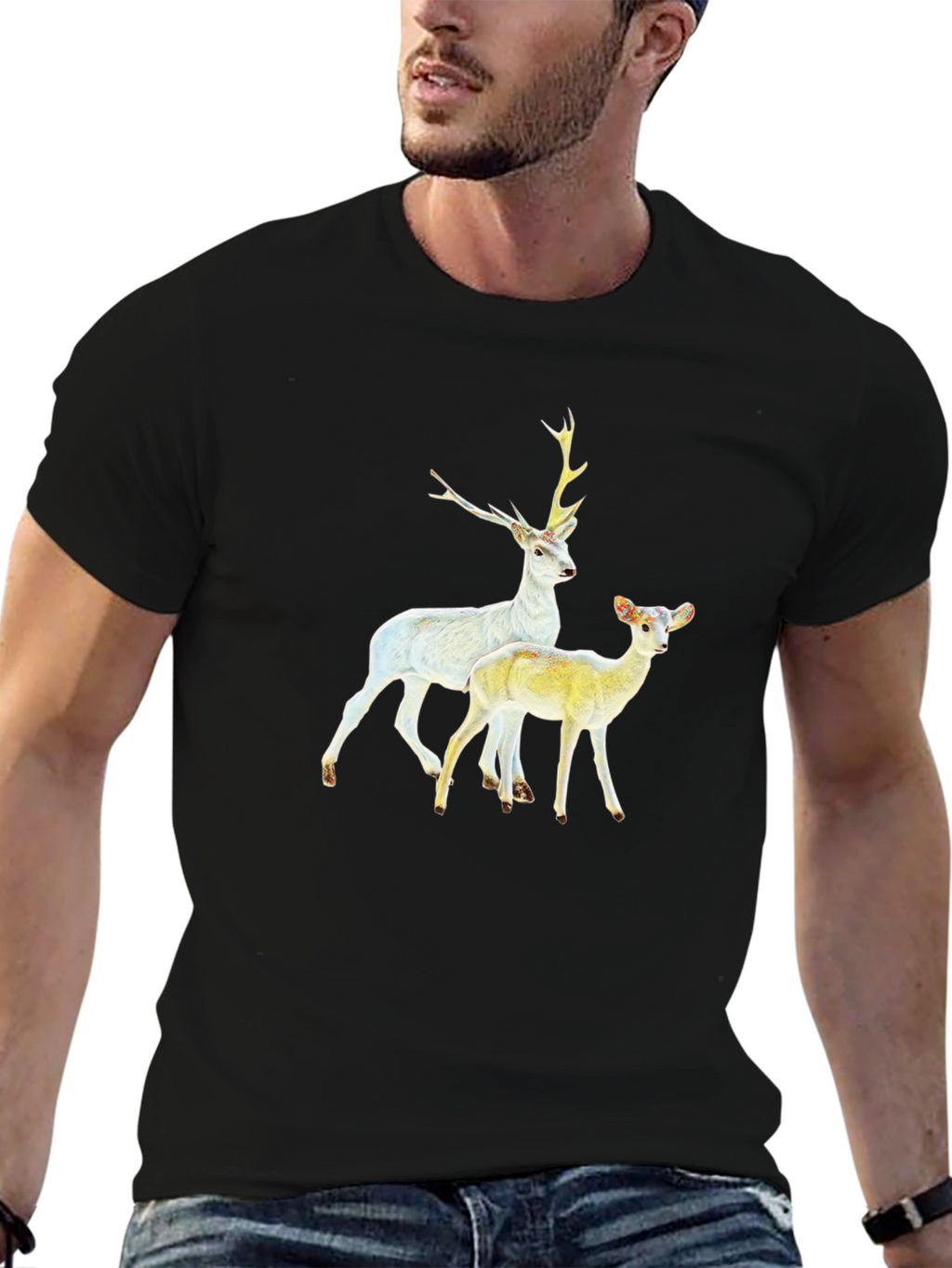 Deer Graphic Black T-Shirt