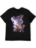 Nebula Galaxy Graphic Print Black T-Shirt