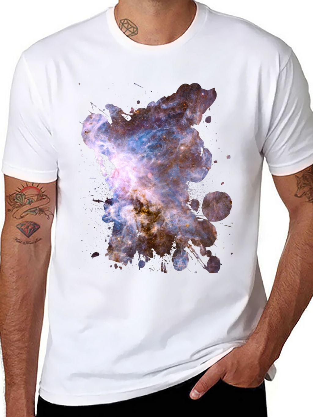 Nebula Galaxy Graphic Print Black T-Shirt