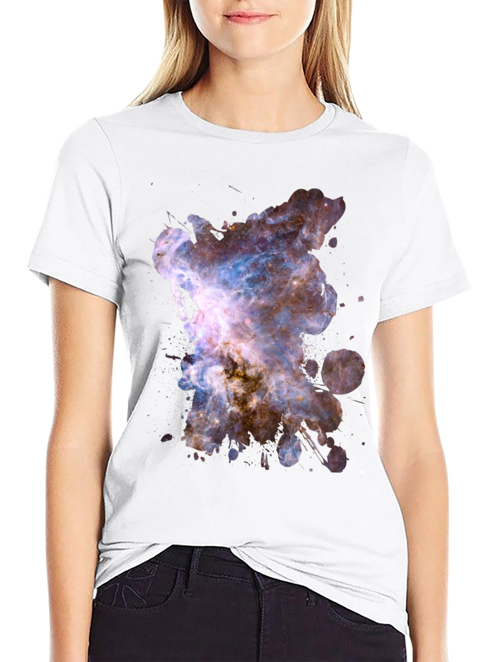 Nebula Galaxy Graphic Print Black T-Shirt