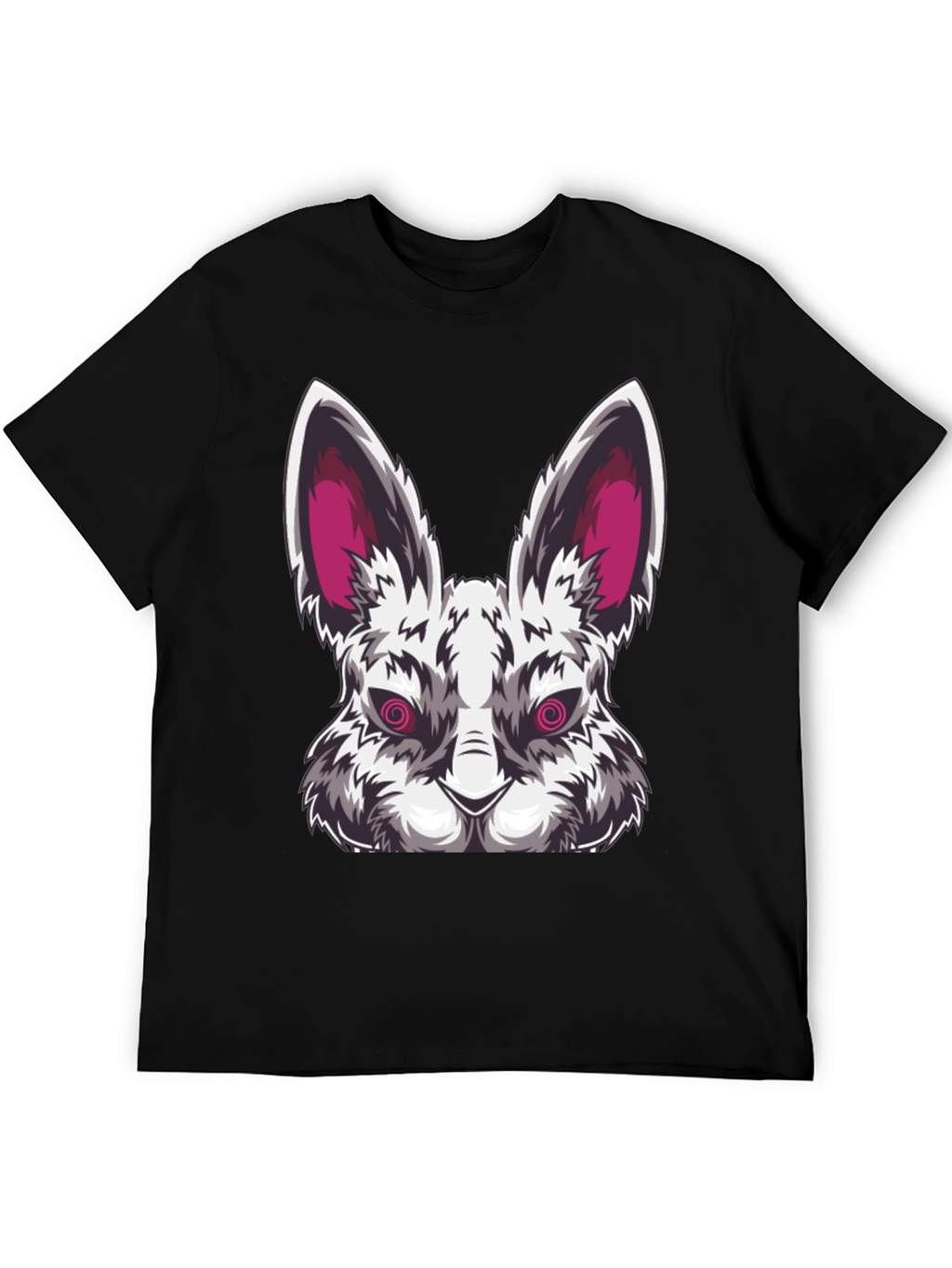 Mens Black T-Shirt with Evil Rabbit Graphic