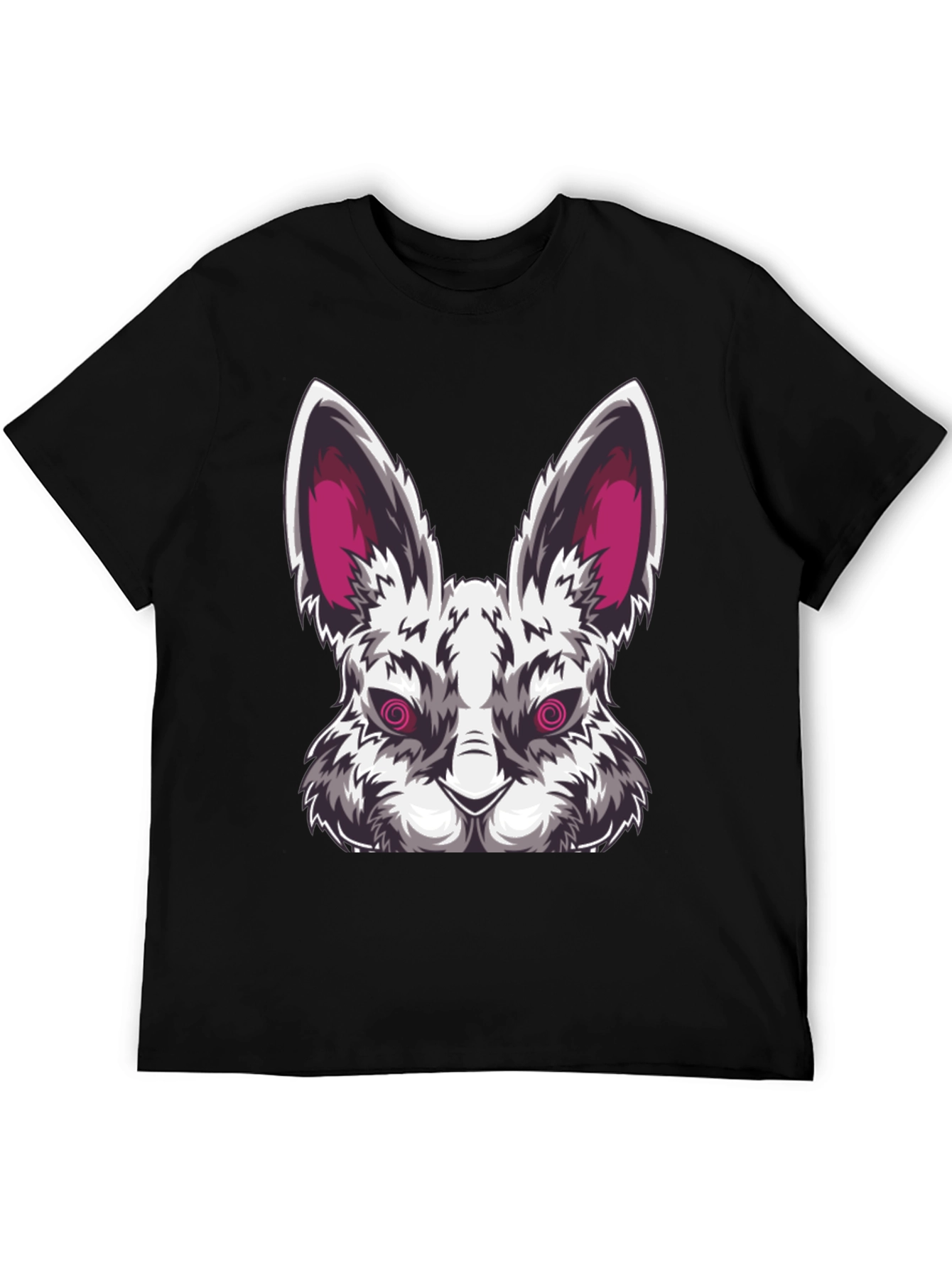 Mens Black T-Shirt with Evil Rabbit Graphic