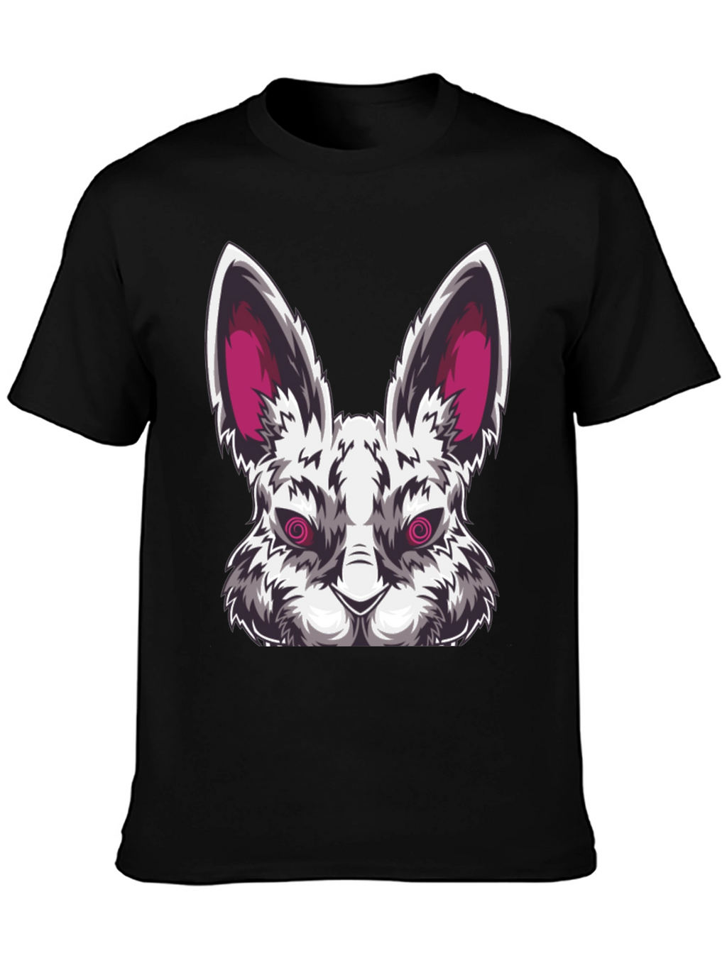 Mens Black T-Shirt with Evil Rabbit Graphic