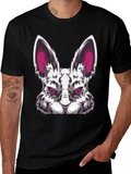 Mens Black T-Shirt with Evil Rabbit Graphic