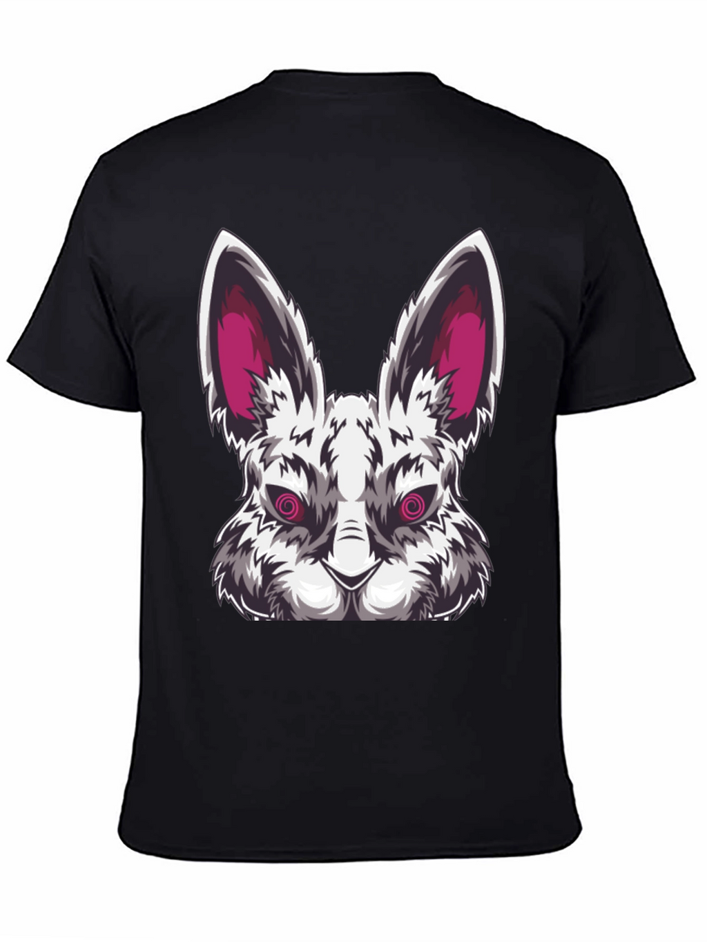 Mens Black T-Shirt with Evil Rabbit Graphic