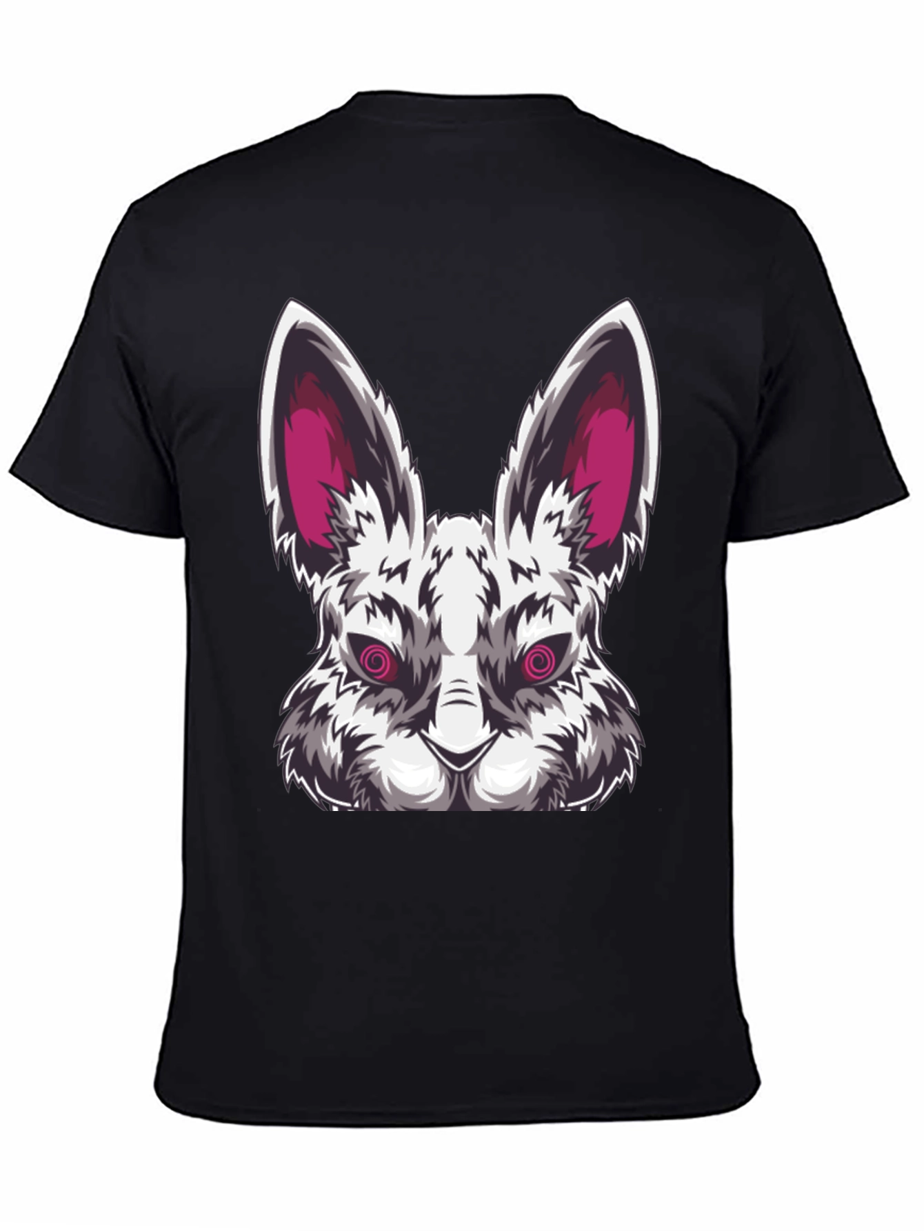 Mens Black T-Shirt with Evil Rabbit Graphic