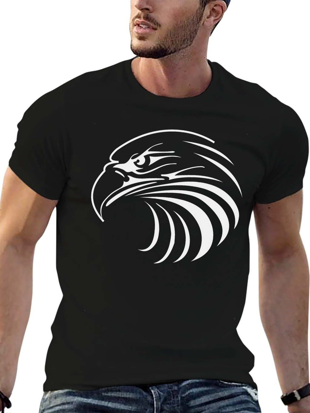 Bold Eagle Graphic Tee - Black Cotton Blend