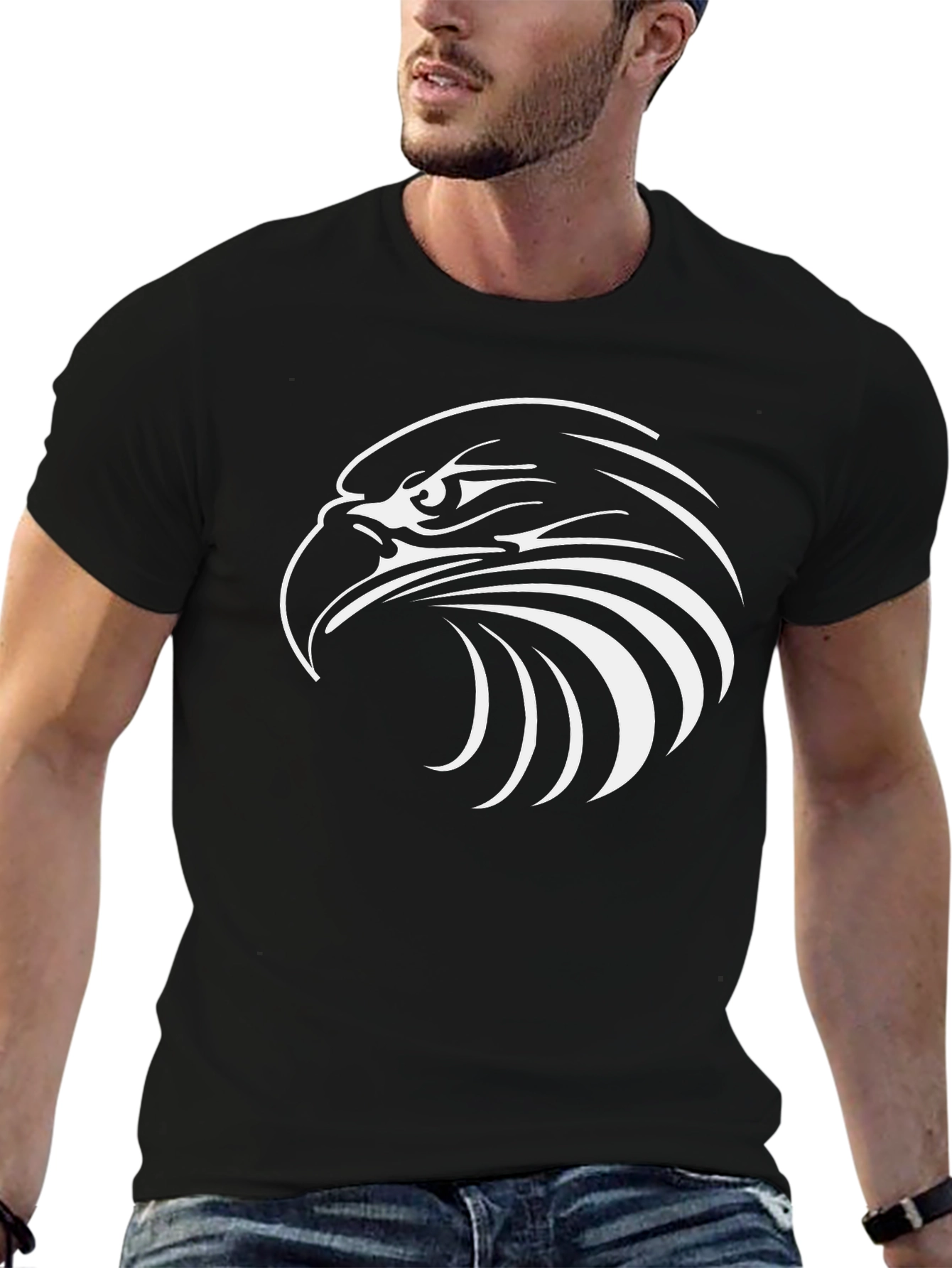 Bold Eagle Graphic Tee - Black Cotton Blend
