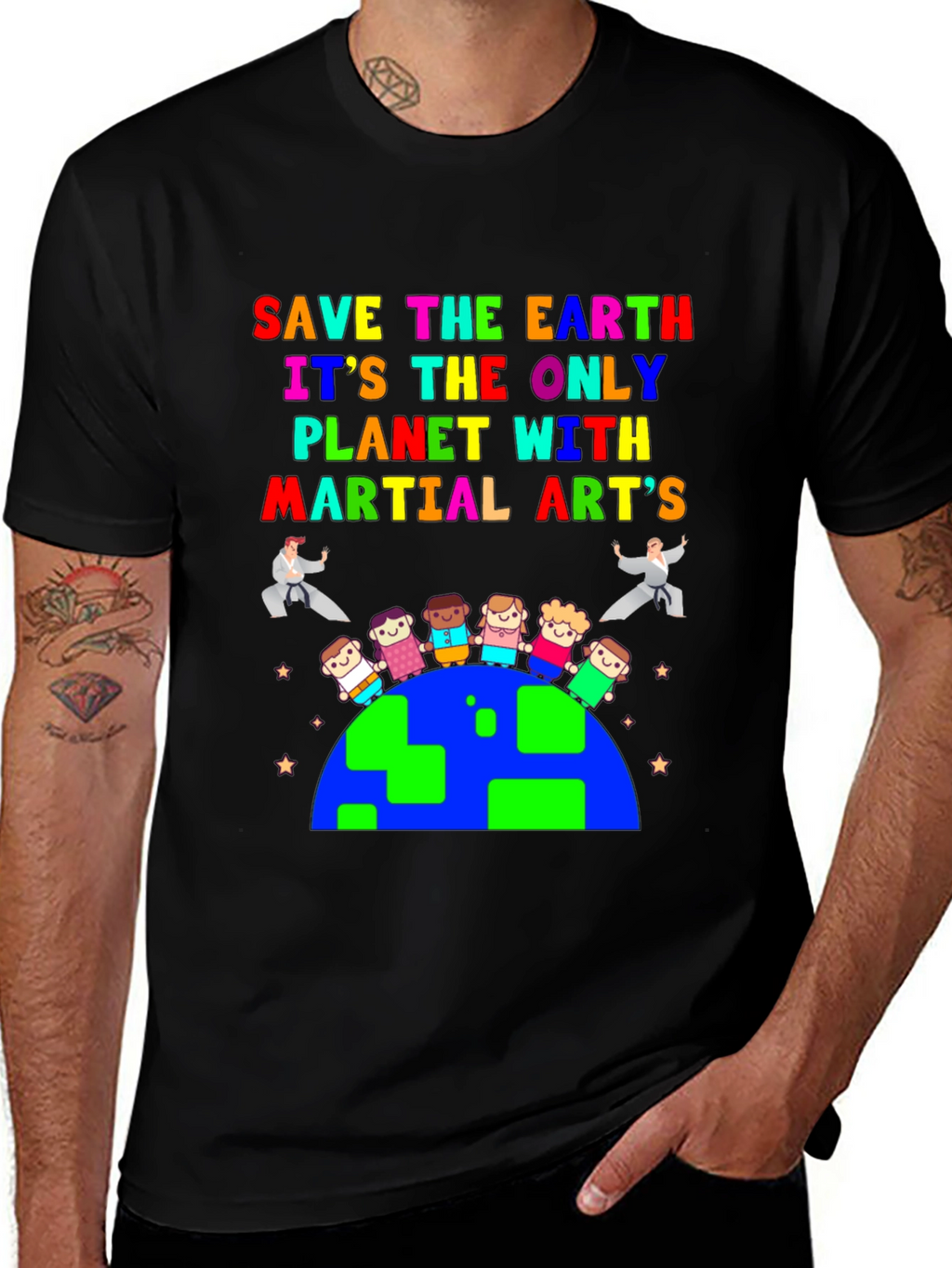 Save The Earth Martial Arts Graphic T-Shirt