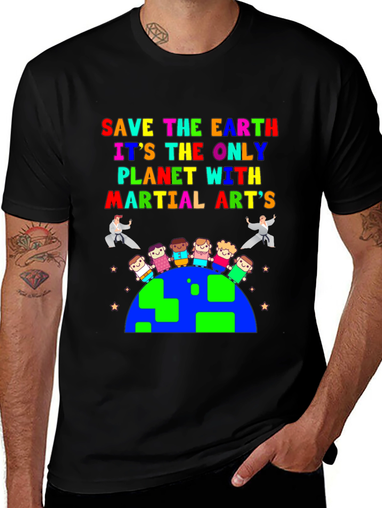 Save The Earth Martial Arts Graphic T-Shirt