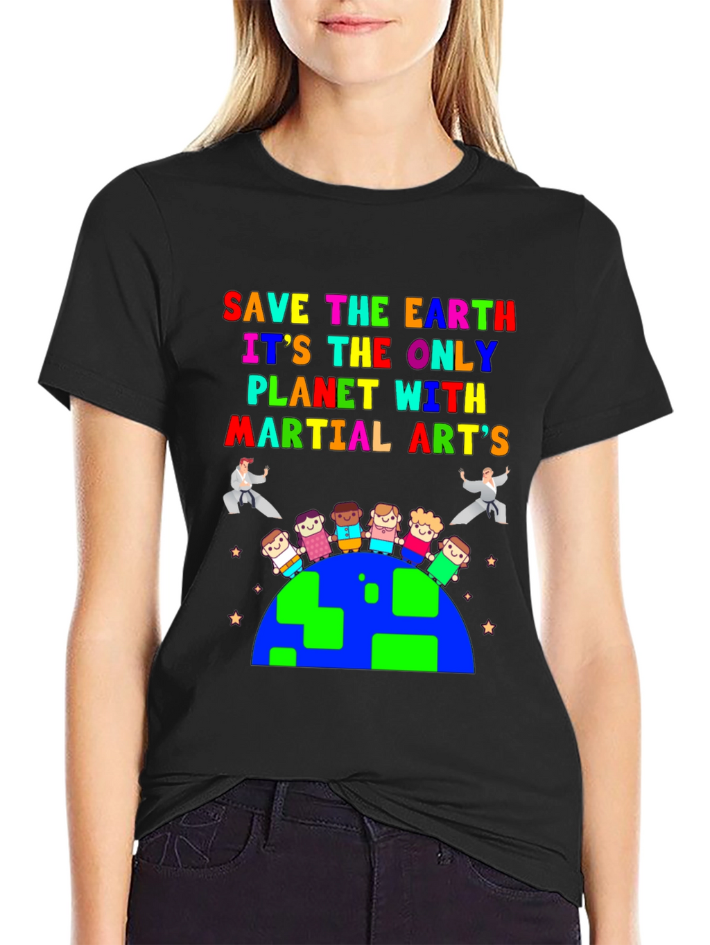 Save The Earth Martial Arts Graphic T-Shirt