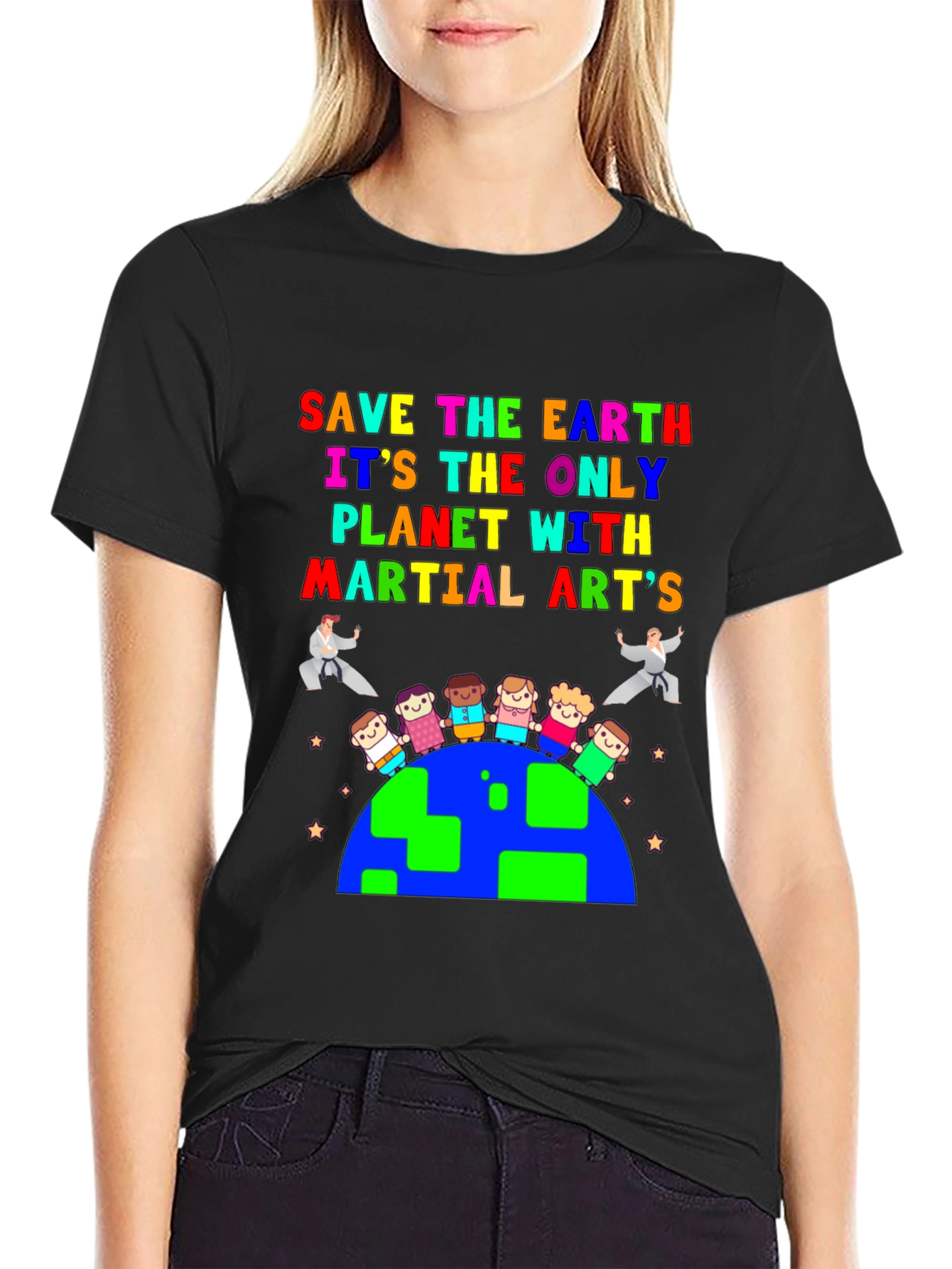 Save The Earth Martial Arts Graphic T-Shirt