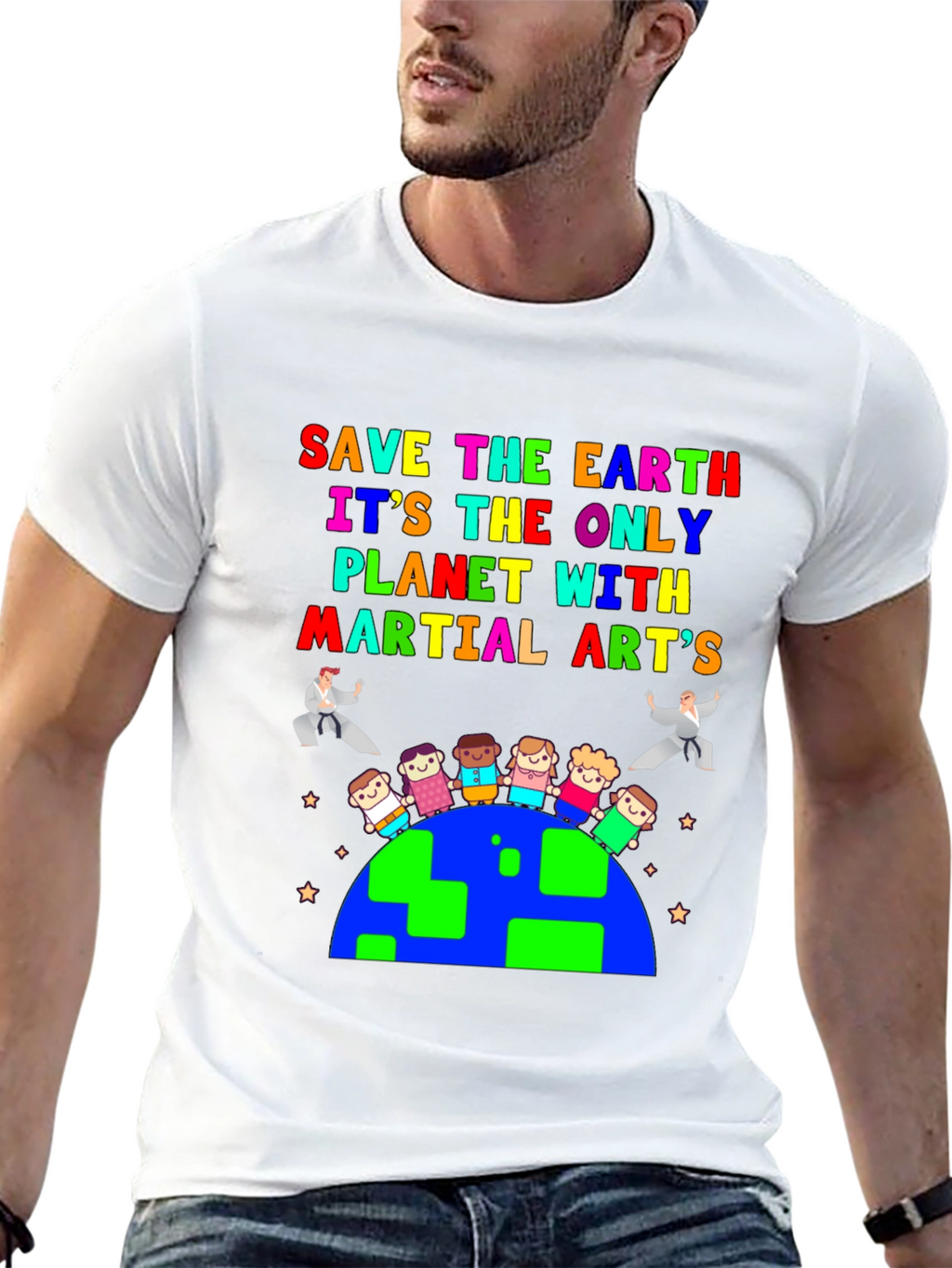 Save The Earth Martial Arts Graphic T-Shirt