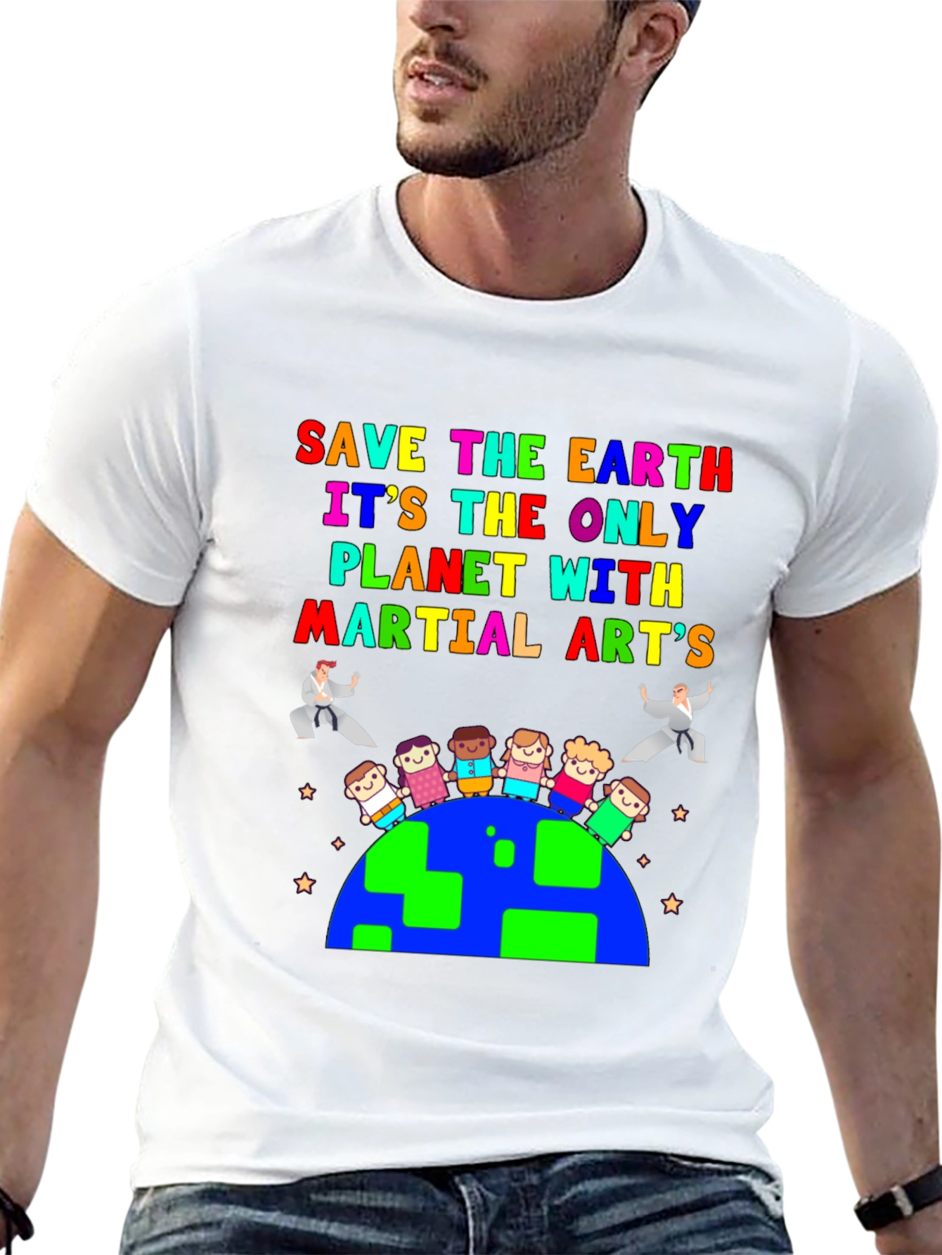 Save The Earth Martial Arts Graphic T-Shirt