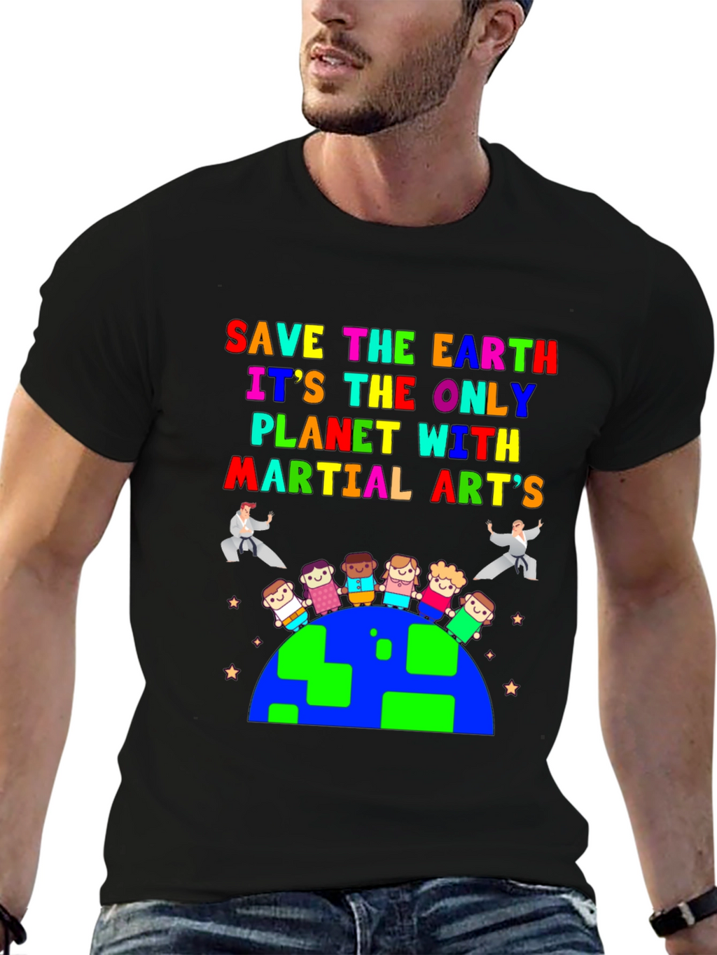 Save The Earth Martial Arts Graphic T-Shirt