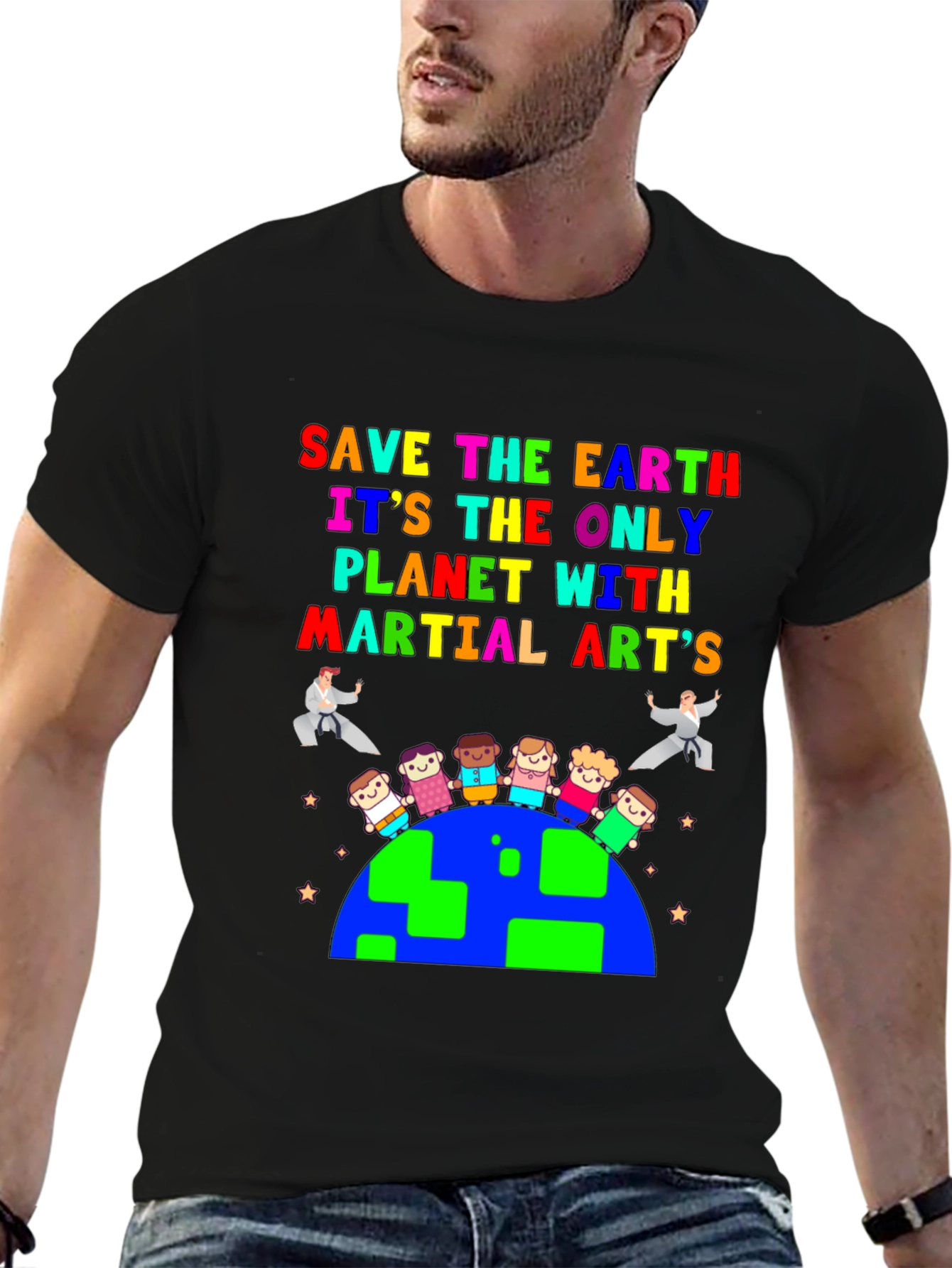 Save The Earth Martial Arts Graphic T-Shirt