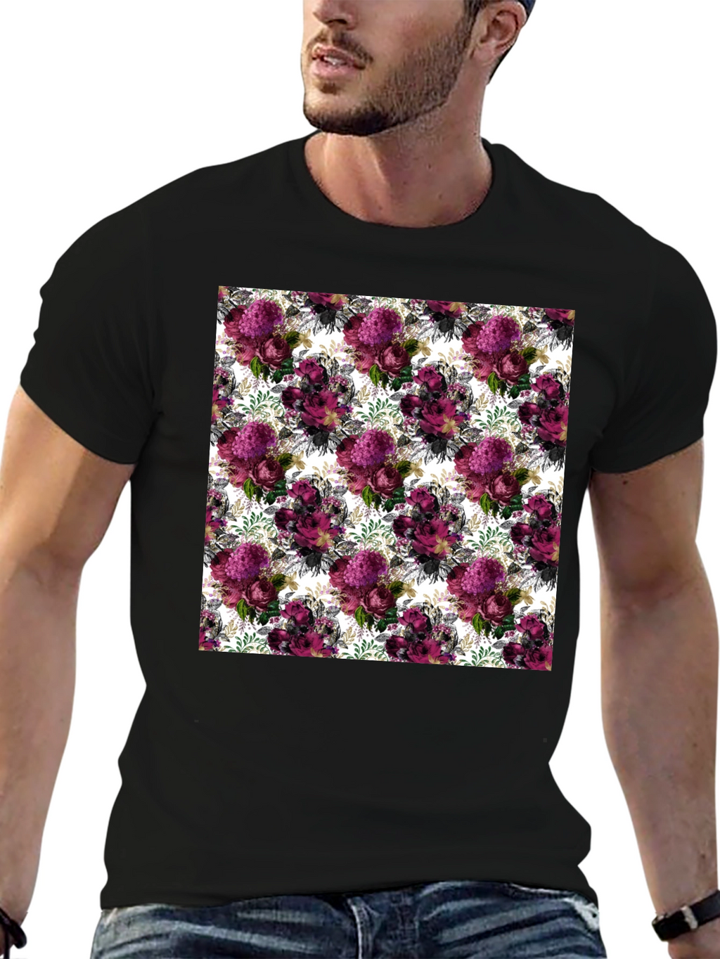 Floral Burst Mens T-Shirt - Unique Pattern Tee