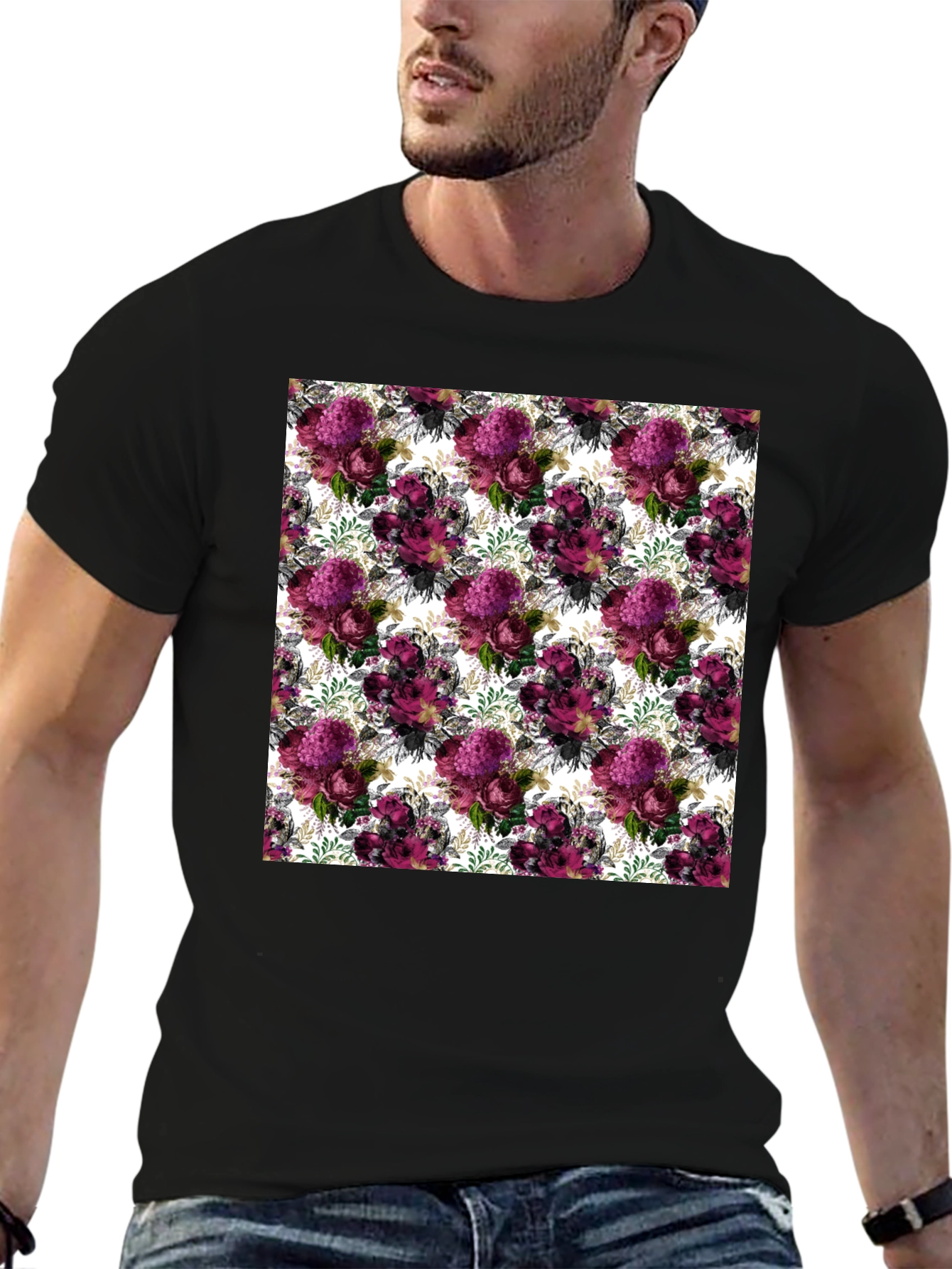 Floral Burst Mens T-Shirt - Unique Pattern Tee