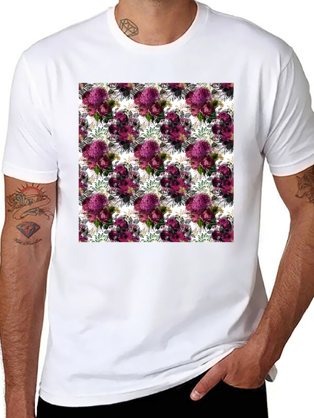 Floral Burst Mens T-Shirt - Unique Pattern Tee