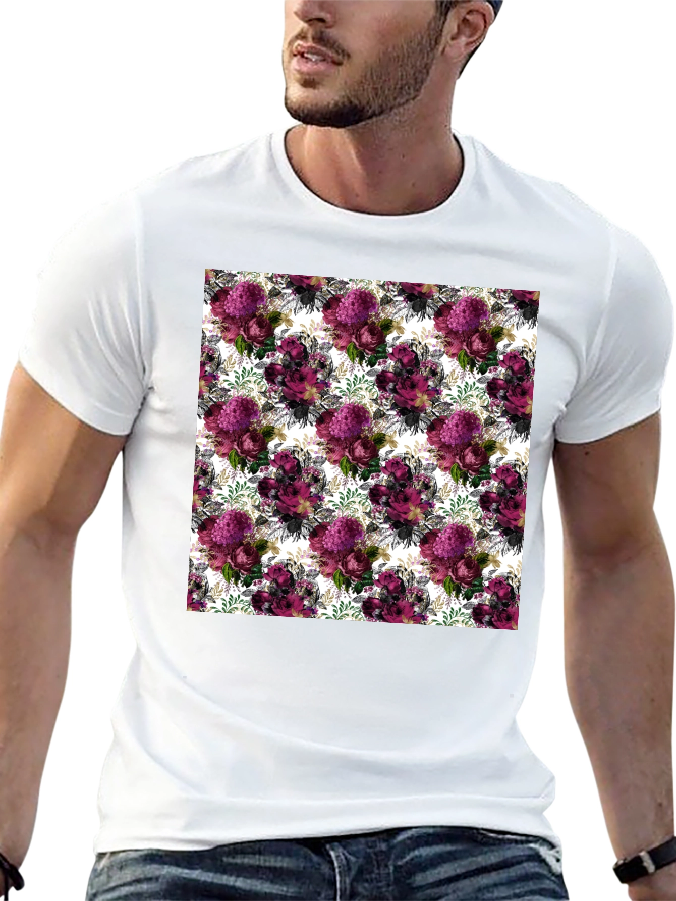 Floral Burst Mens T-Shirt - Unique Pattern Tee