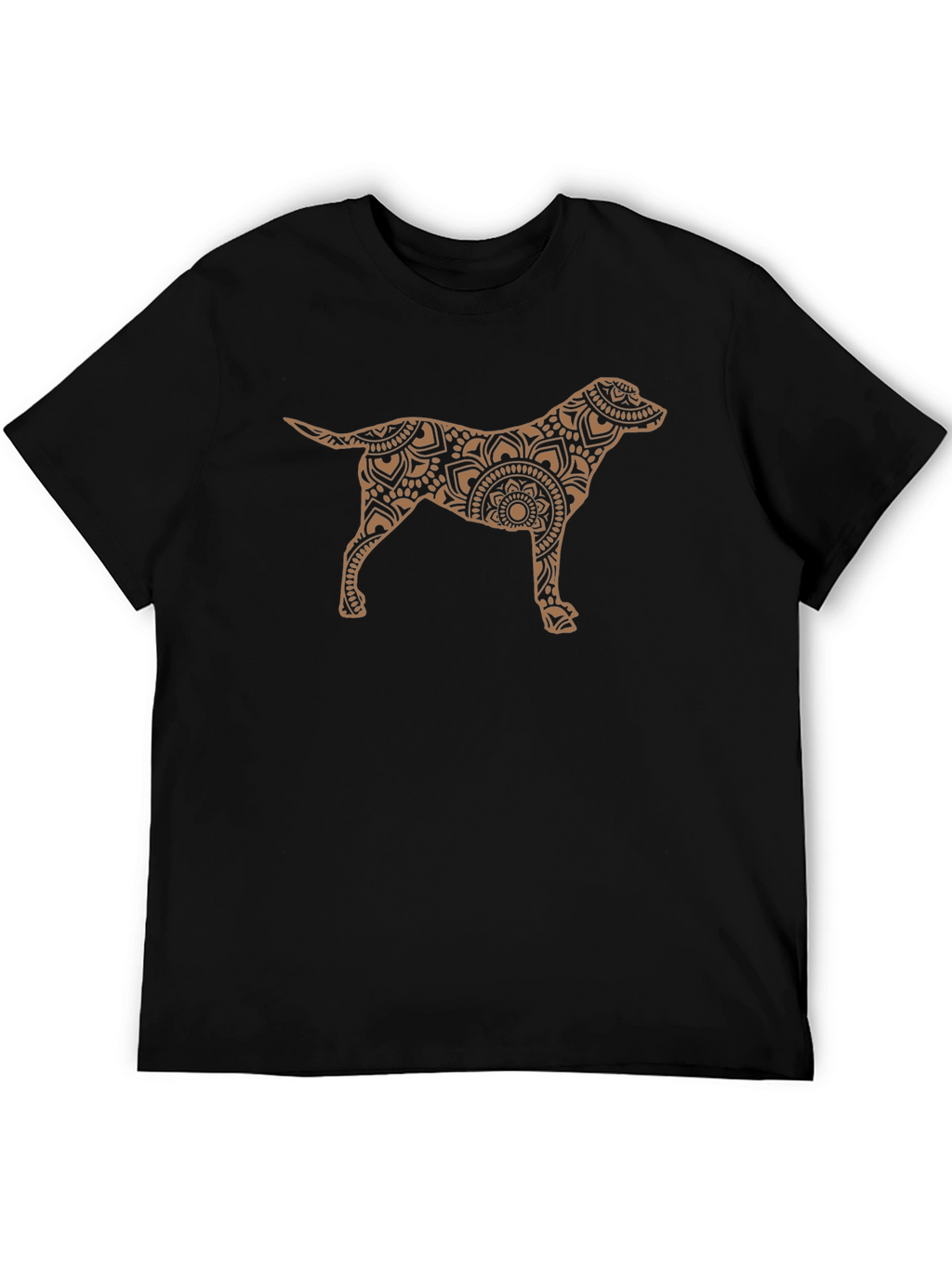 Dog Mandala Graphic Tee - Black Cotton Casual Shirt