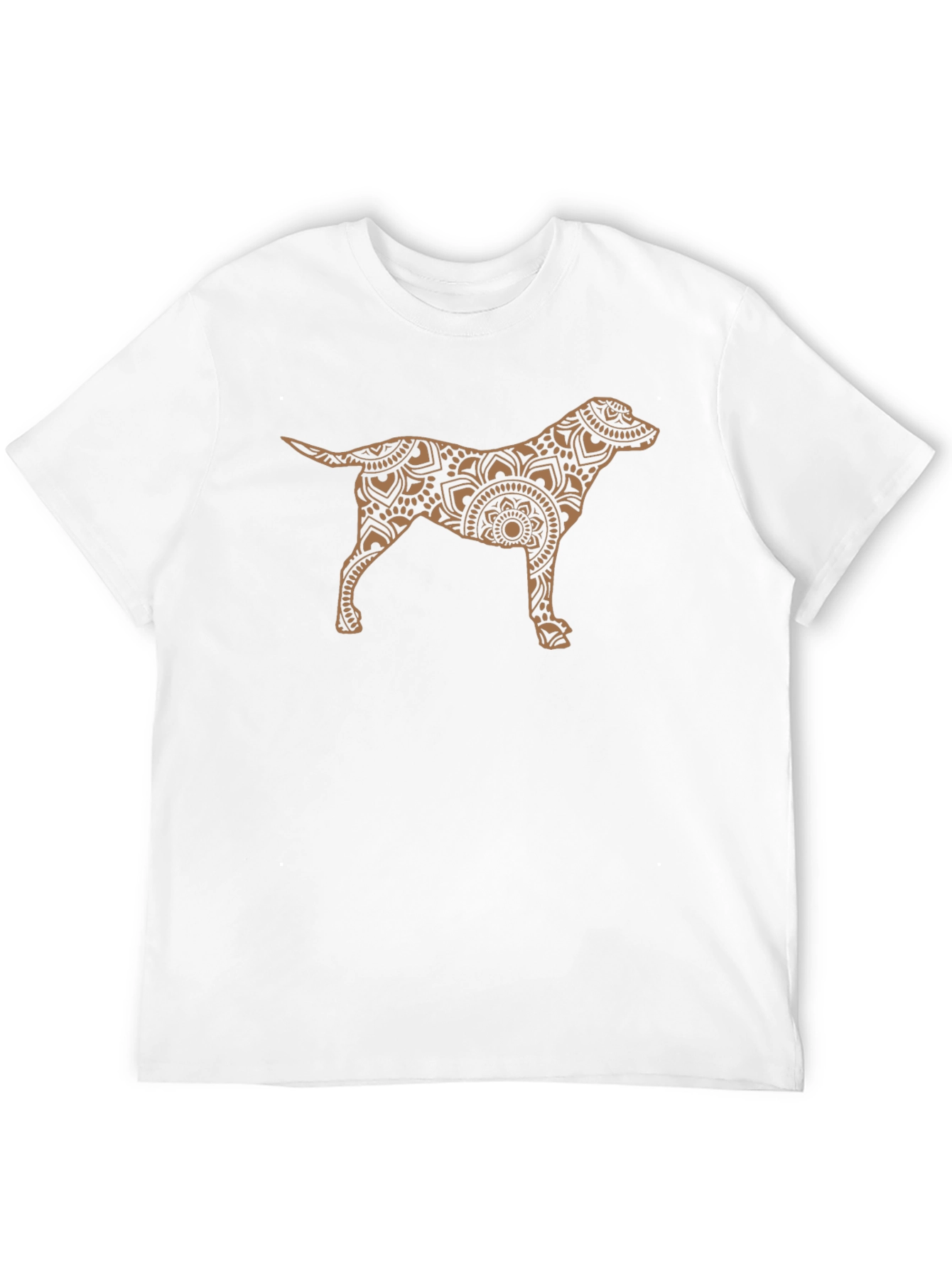 Dog Mandala Graphic Tee - Black Cotton Casual Shirt