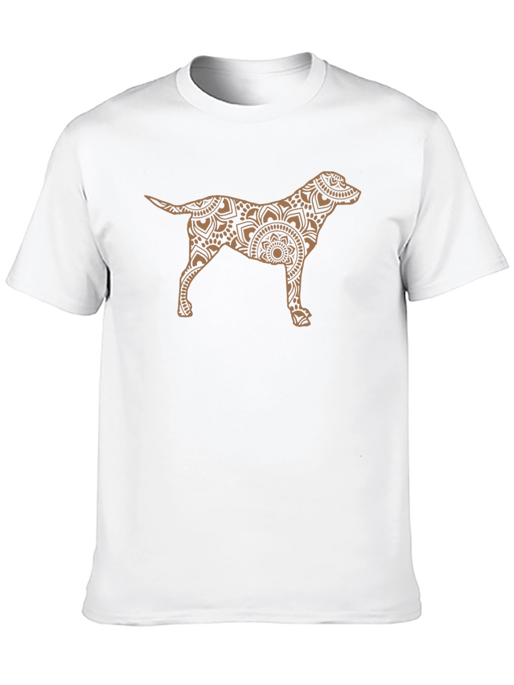 Dog Mandala Graphic Tee - Black Cotton Casual Shirt