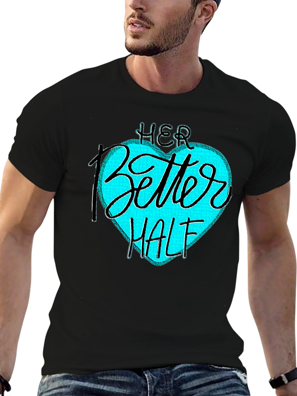 Her Better Half Black T-Shirt - Couples Matching Design