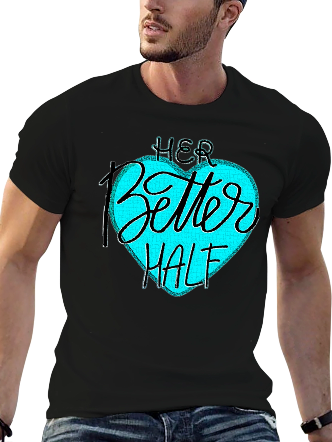 Her Better Half Black T-Shirt - Couples Matching Design