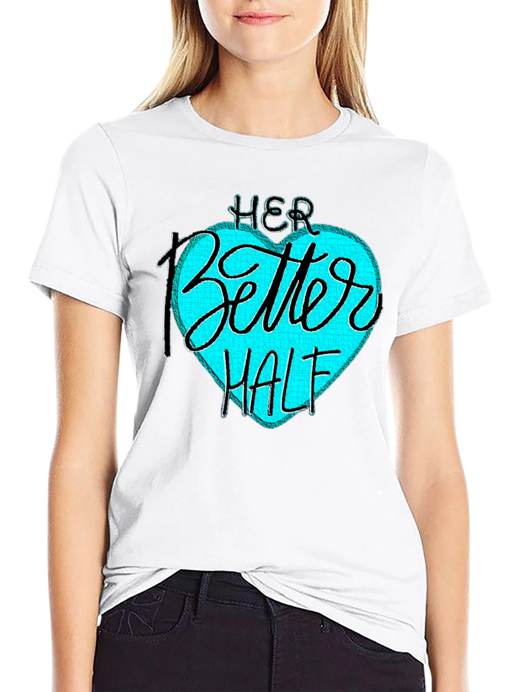 Her Better Half Black T-Shirt - Couples Matching Design