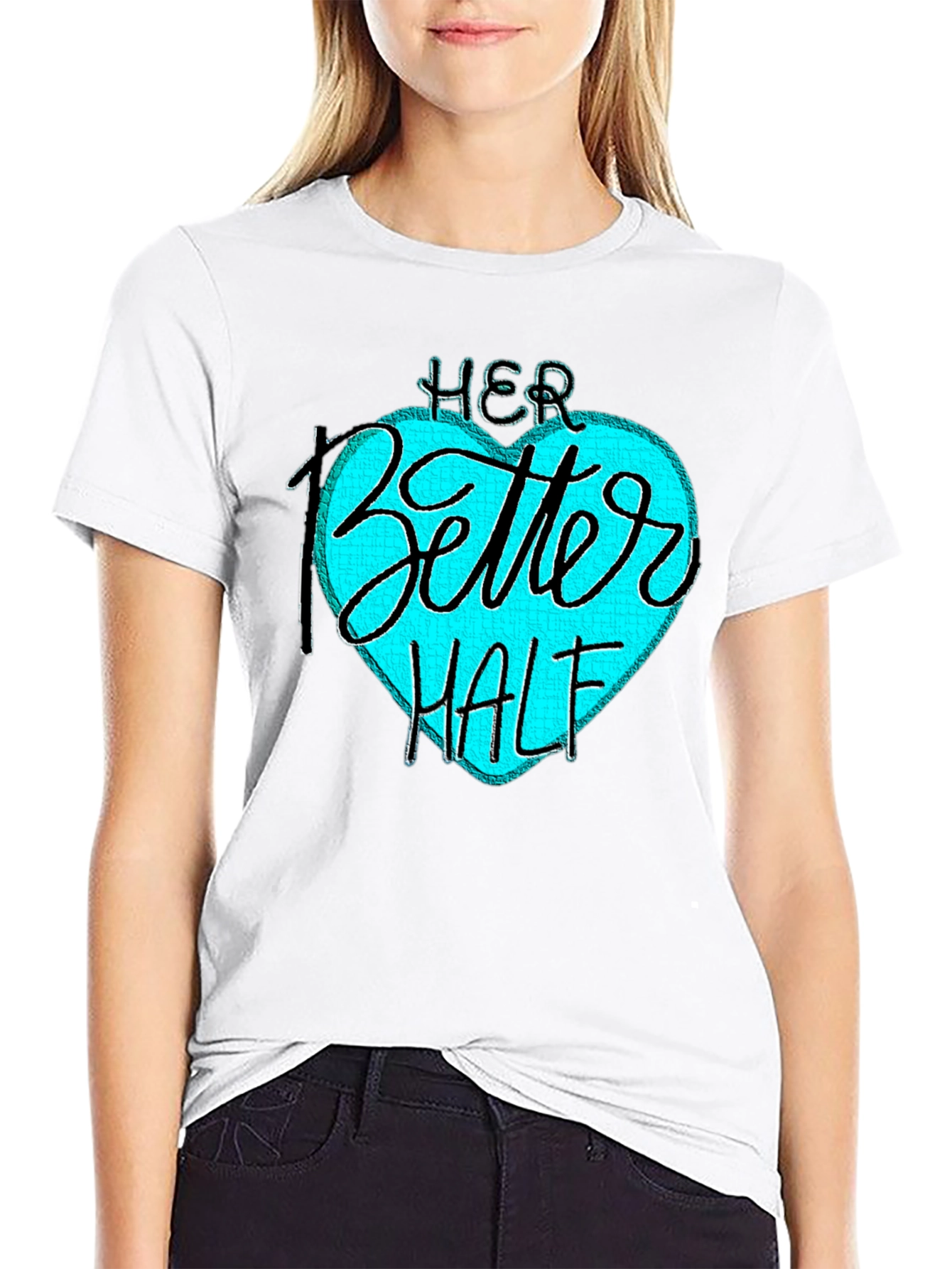 Her Better Half Black T-Shirt - Couples Matching Design