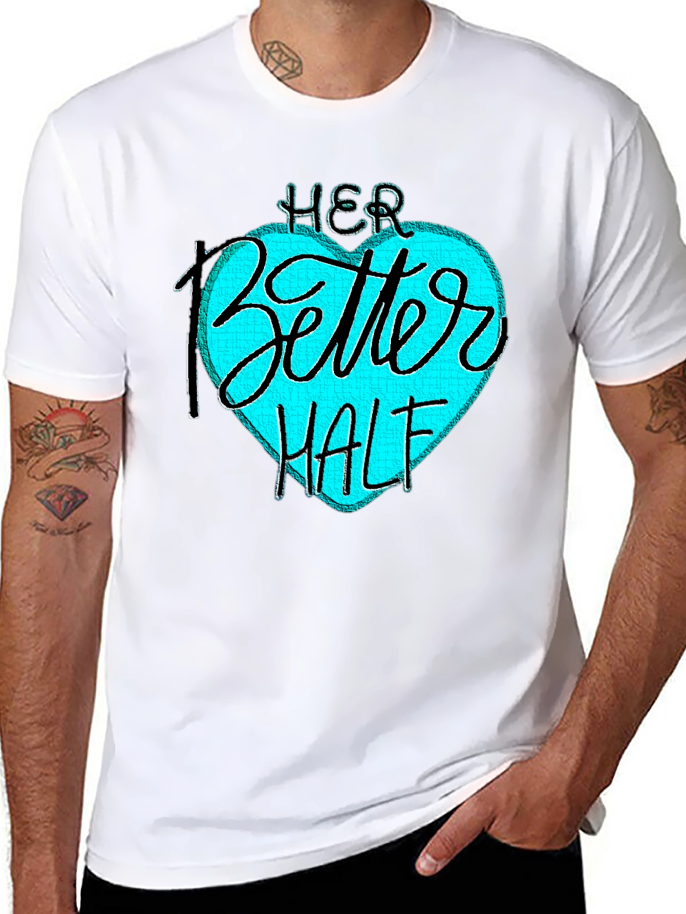 Her Better Half Black T-Shirt - Couples Matching Design