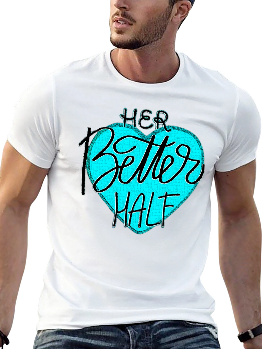 Her Better Half Black T-Shirt - Couples Matching Design