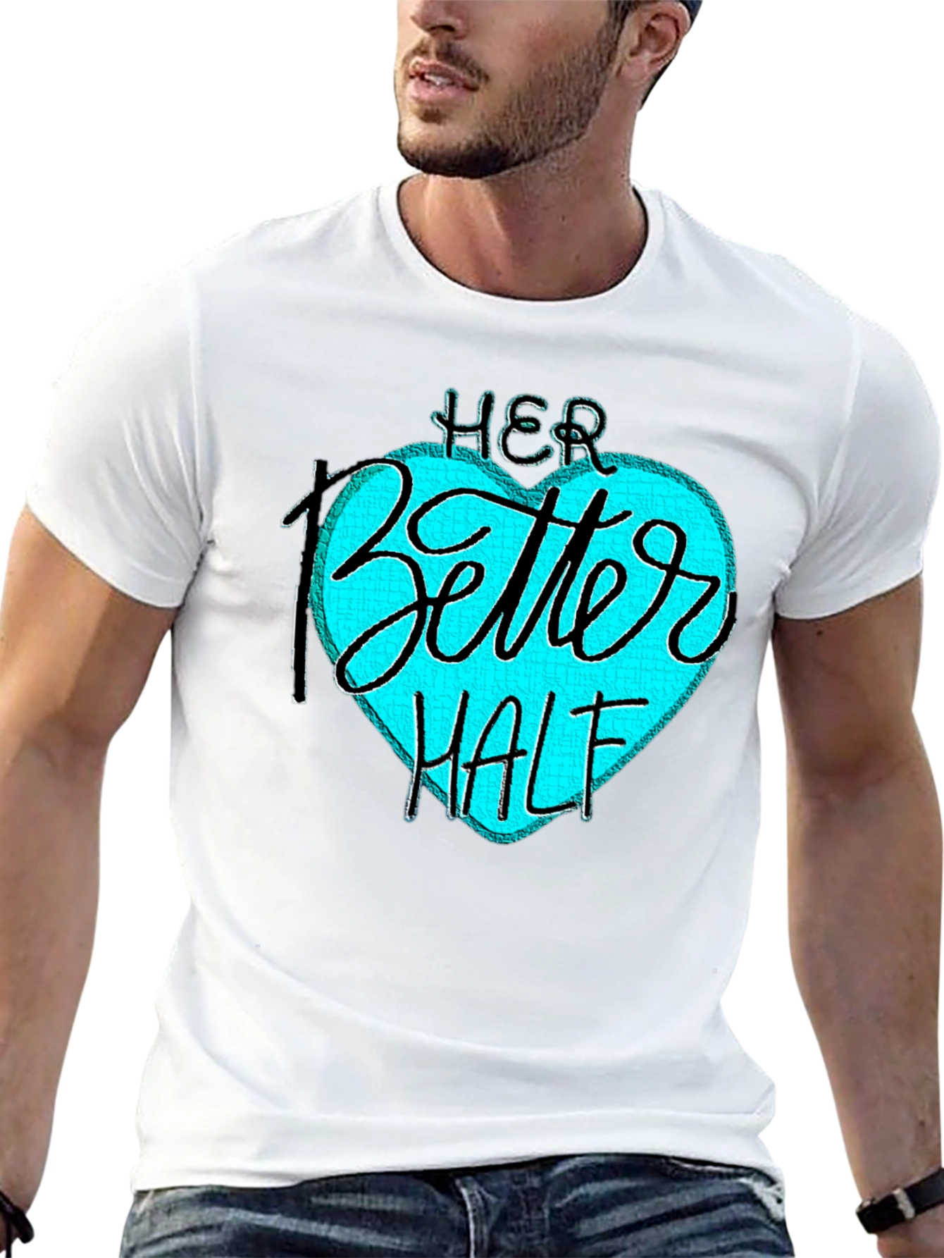 Her Better Half Black T-Shirt - Couples Matching Design