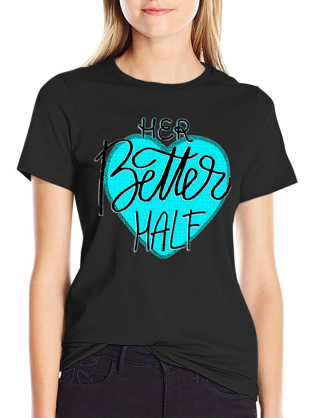 Her Better Half Black T-Shirt - Couples Matching Design