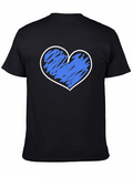 Heart Scribble Graphic T-Shirt - Black Crew Neck