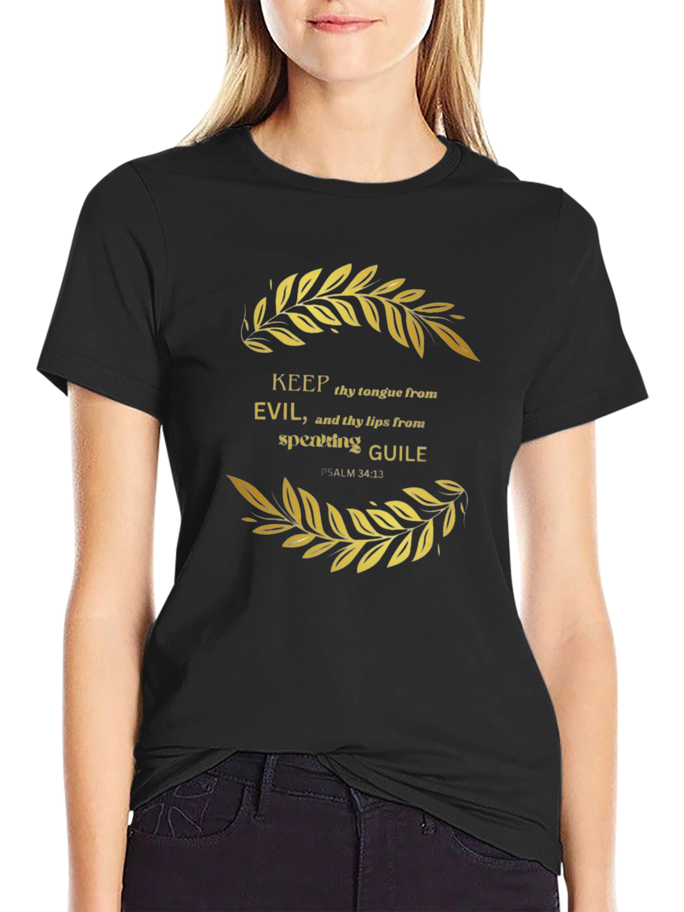 Psalm 34:13 Graphic Tee - Keep Tongue from Evil