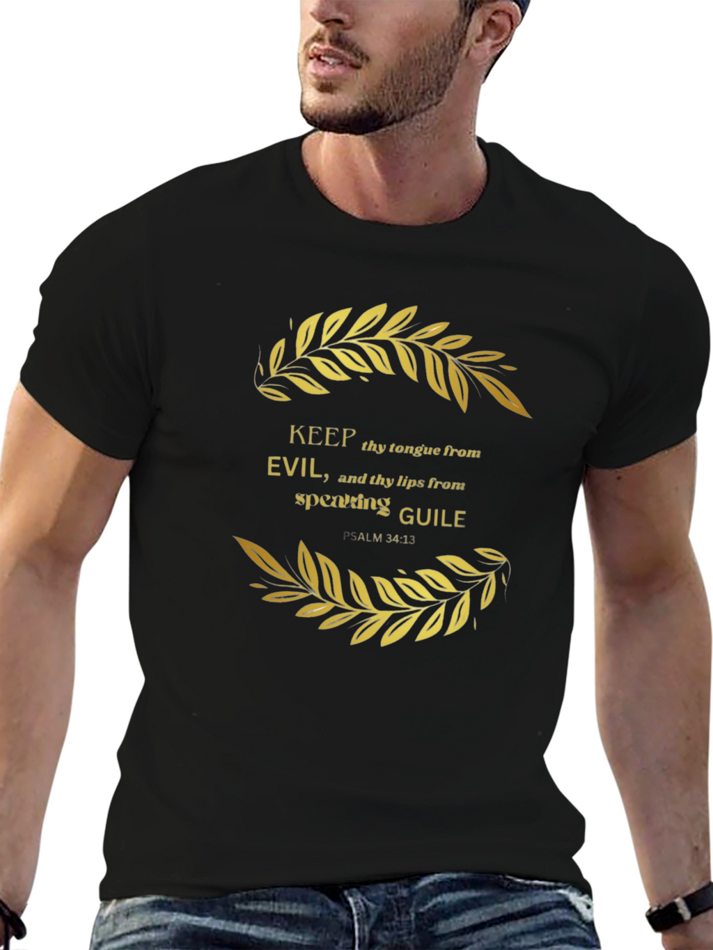 Psalm 34:13 Graphic Tee - Keep Tongue from Evil
