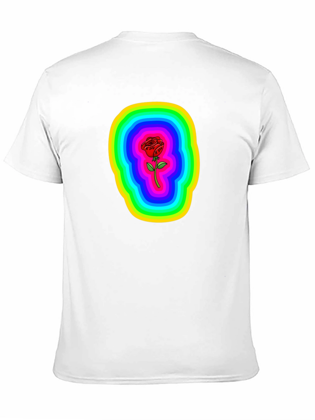 Rainbow Rose Graphic Black T-Shirt