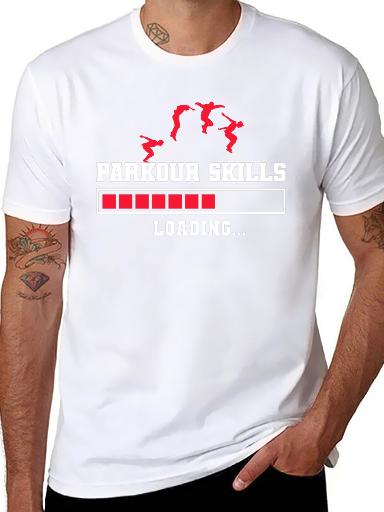 Parkour Skills Loading Graphic Tee - Black Cotton