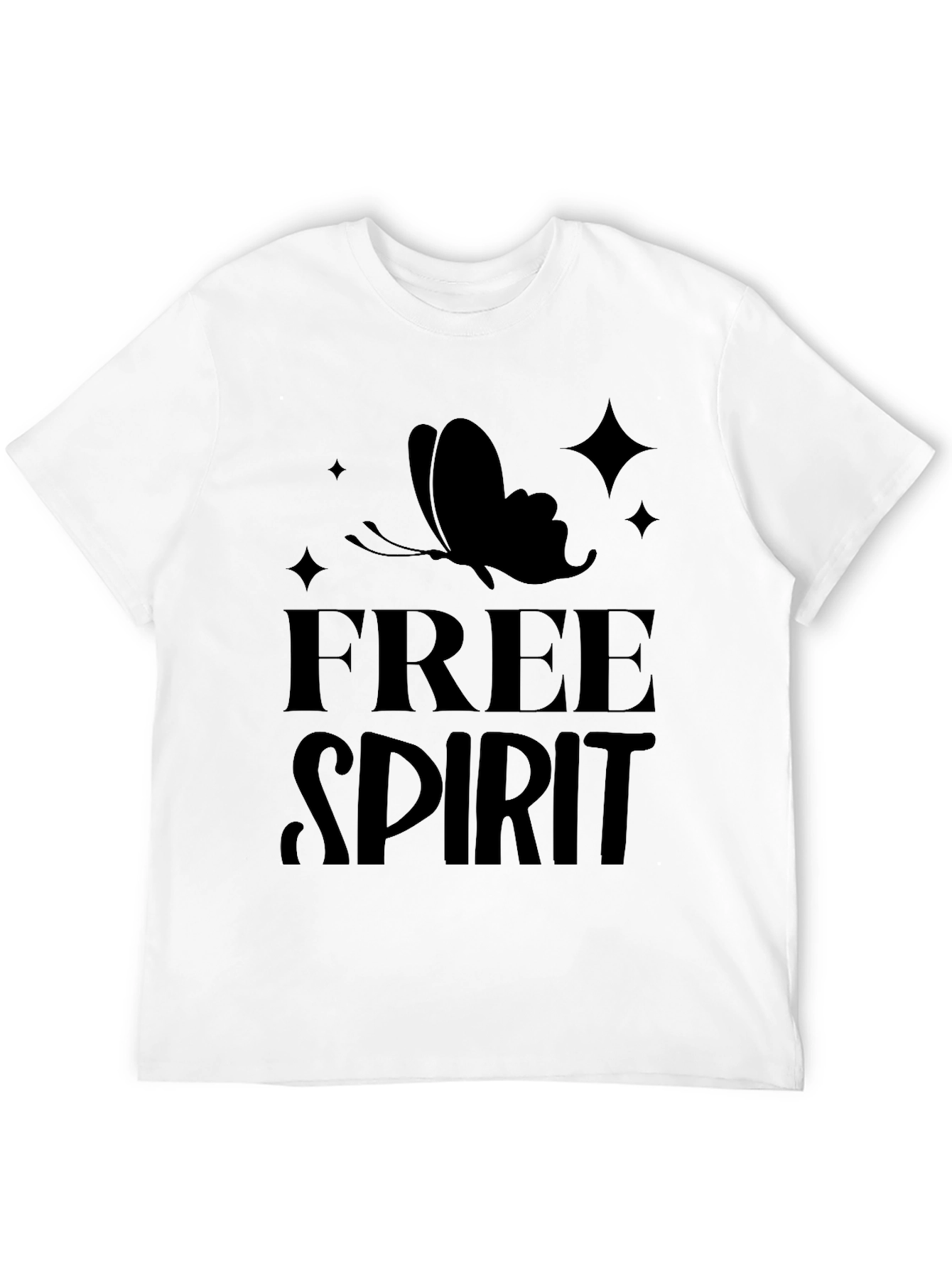 Free Spirit Butterfly Graphic Tee - Black Cotton Casual